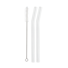 Load image into Gallery viewer, Combo Pack - 2 Glass Smoothie Straws (12 mm Diameter) with Cleaning Brush