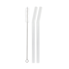Load image into Gallery viewer, Combo Pack - 2 Regular Glass Straws (9.5 mm Diameter) with Cleaning Brush