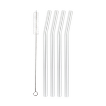 Load image into Gallery viewer, Family Pack - 4 Glass Smoothie Straws (12 mm Diameter) with Cleaning Brush