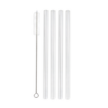 Load image into Gallery viewer, Family Pack - 4 Regular Glass Straws (9.5 mm Diameter) with Cleaning Brush