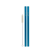 Load image into Gallery viewer, Combo Pack - 2 Steel Bubble Tea Straws (12 mm Diameter) with Cleaning Brush