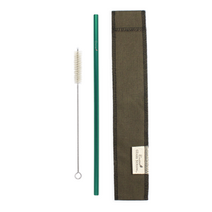 Earth Green Steel Straw Cloth Carrier Bundle with Cleaning Brush
