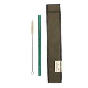 Earth Green Steel Straw Cloth Carrier Bundle with Cleaning Brush