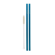 Load image into Gallery viewer, Combo Pack - 2 Steel Smoothie Straws (9.5 mm Diameter) with Cleaning Brush
